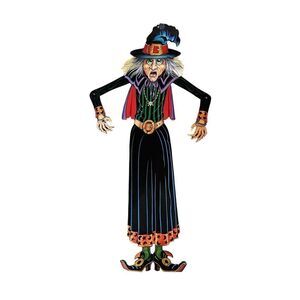 Vintage 1988 BEISTLE 40” Halloween WITCH Die Cut Jointed Hinged Decoration